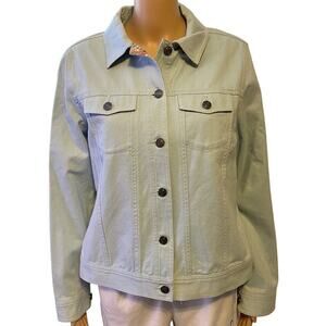 Vintage LL Bean Womens S Denim Jacket Biker Trucker Steampunk Light Blue Button